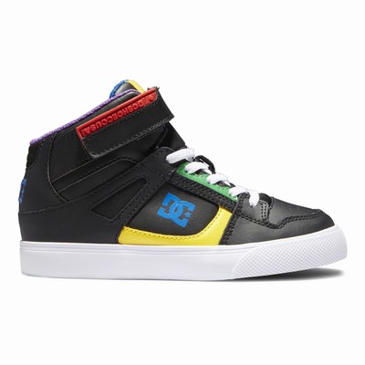 DC Pure High Elastic Lace High Tops Kid's Black/Multicolor Sneakers Australia Sale MAT-153